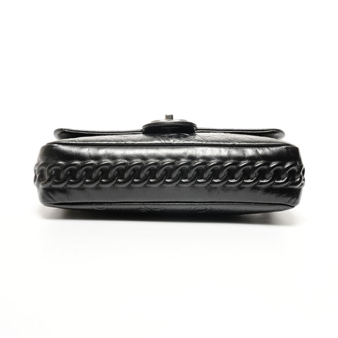 CHANEL Icon Motif 9.8" Flap Leather Shoulder Bag black WS25845