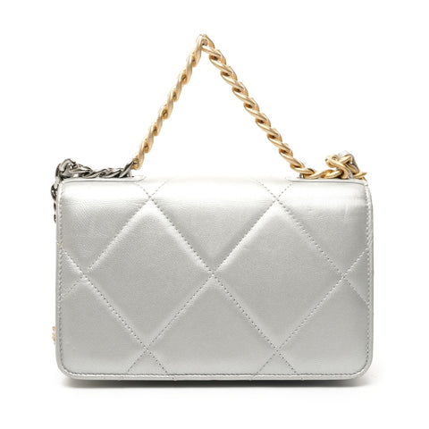 CHANEL 30s 2020-2021 CHANEL 19 Chain Wallet Matelasse Lambskin Shoulder Bag Silver WS25846