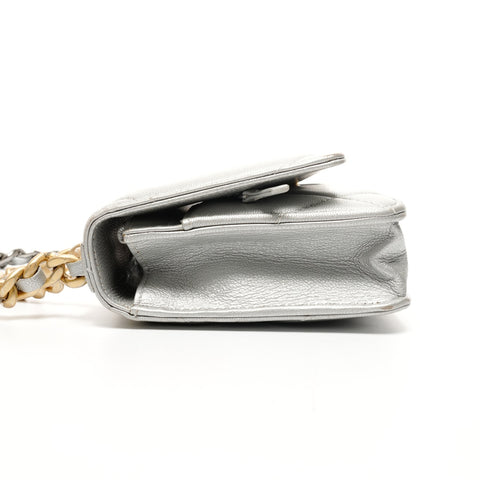 CHANEL 30s 2020-2021 CHANEL 19 Chain Wallet Matelasse Lambskin Shoulder Bag Silver WS25846