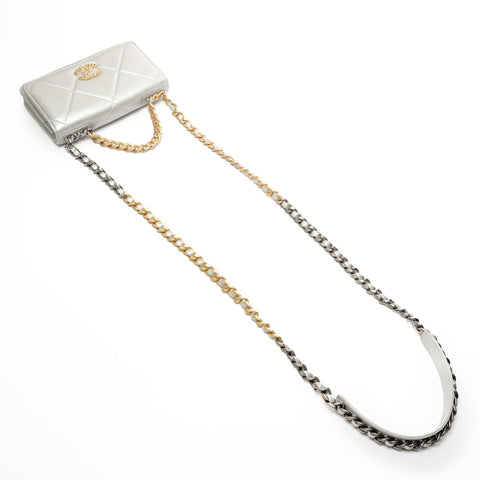 CHANEL 30s 2020-2021 CHANEL 19 Chain Wallet Matelasse Lambskin Shoulder Bag Silver WS25846