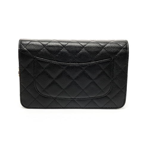 CHANEL No. 22 2016-2017 Caviar Skin Chain Wallet Matelasse Shoulder Bag black WS25847
