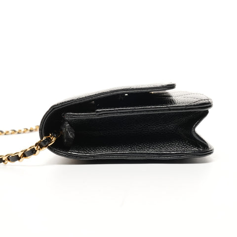 CHANEL No. 22 2016-2017 Caviar Skin Chain Wallet Matelasse Shoulder Bag black WS25847
