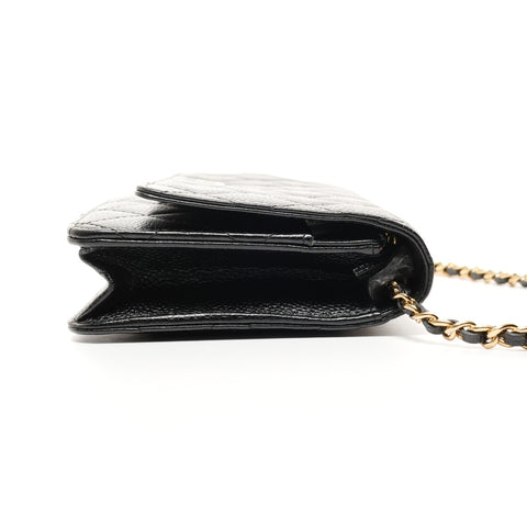 CHANEL No. 22 2016-2017 Caviar Skin Chain Wallet Matelasse Shoulder Bag black WS25847