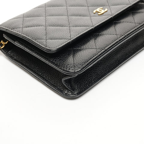 CHANEL No. 22 2016-2017 Caviar Skin Chain Wallet Matelasse Shoulder Bag black WS25847
