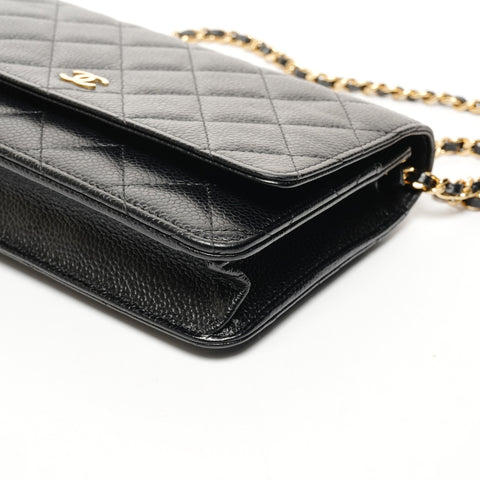 CHANEL No. 22 2016-2017 Caviar Skin Chain Wallet Matelasse Shoulder Bag black WS25847
