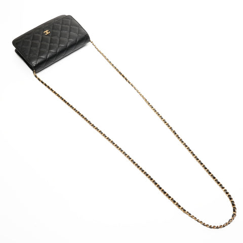 CHANEL No. 22 2016-2017 Caviar Skin Chain Wallet Matelasse Shoulder Bag black WS25847