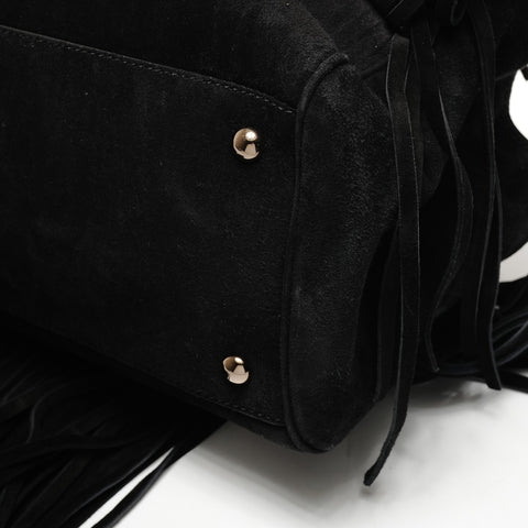 GUCCI Fringe Suede Bamboo 2way Handbag black WS25850