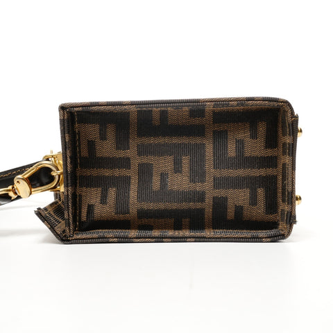 FENDI Zucca Canvas Small Trunk 2-Way Vanity Handbag Brown WS25854