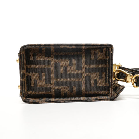 FENDI Zucca Canvas Small Trunk 2-Way Vanity Handbag Brown WS25854