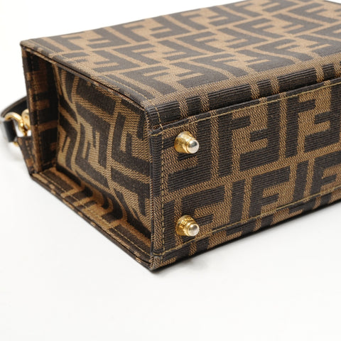 FENDI Zucca Canvas Small Trunk 2-Way Vanity Handbag Brown WS25854