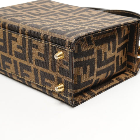 FENDI Zucca Canvas Small Trunk 2-Way Vanity Handbag Brown WS25854
