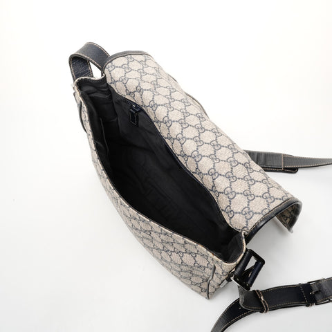GUCCI GG Supreme surface deterioration and peeling Shoulder Bag Navy WS25858