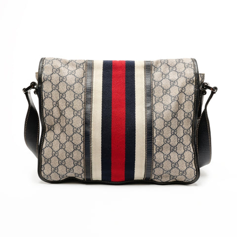GUCCI GG Supreme surface deterioration and peeling Shoulder Bag Navy WS25858