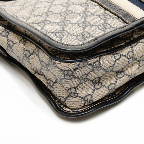 GUCCI GG Supreme surface deterioration and peeling Shoulder Bag Navy WS25858