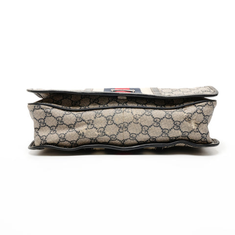 GUCCI GG Supreme surface deterioration and peeling Shoulder Bag Navy WS25858