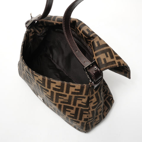 FENDI Zucca Canvas Mamma Bucket One Belt Shoulder Bag Brown WS25859