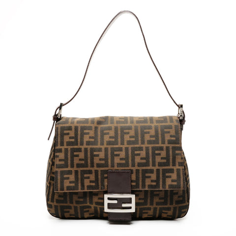 FENDI Zucca Canvas Mamma Bucket One Belt Shoulder Bag Brown WS25859