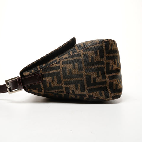 FENDI Zucca Canvas Mamma Bucket One Belt Shoulder Bag Brown WS25859