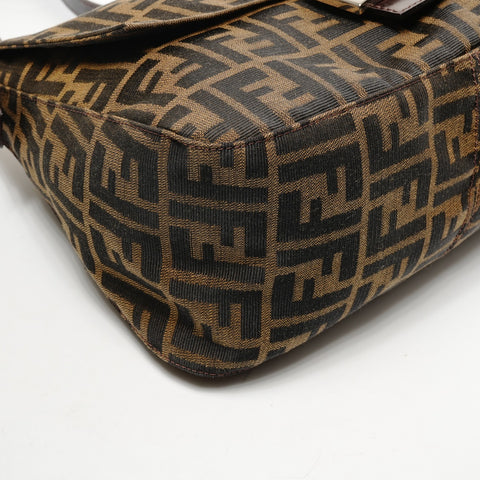 FENDI Zucca Canvas Mamma Bucket One Belt Shoulder Bag Brown WS25859