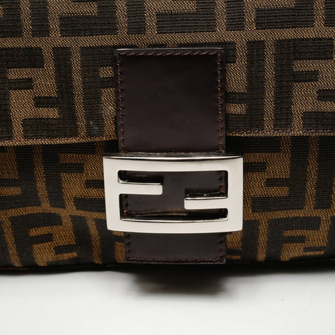FENDI Zucca Canvas Mamma Bucket One Belt Shoulder Bag Brown WS25859