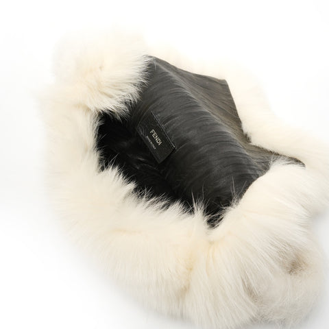 FENDI Fur bucket one belt Shoulder Bag Ivory WS25860
