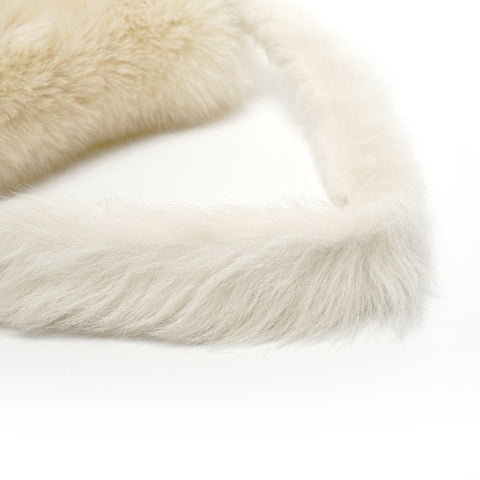 FENDI Fur bucket one belt Shoulder Bag Ivory WS25860