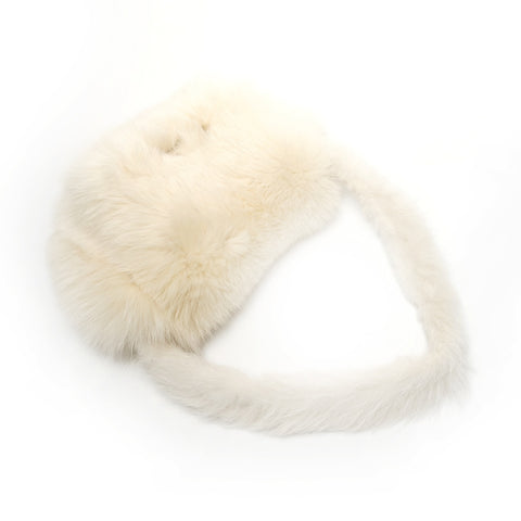 FENDI Fur bucket one belt Shoulder Bag Ivory WS25860