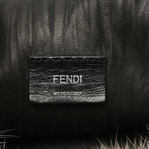 FENDI Fur bucket one belt Shoulder Bag Ivory WS25860