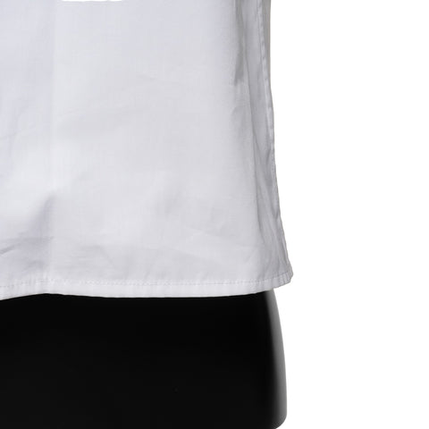 PRADA 府绸衬衫 P419G，带胸袋和三角形标志，尺寸 36，棉质 短袖衬衫 白色 WS25868