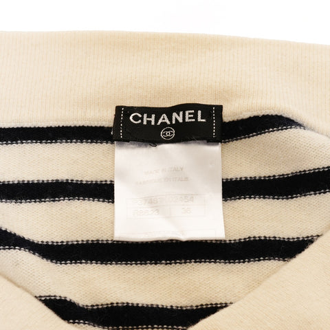 CHANEL 羊绒镶边 36 P37481 COCO 纽扣 2010 象牙色针织白 WS25880