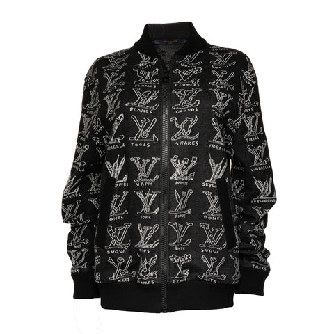 LOUIS VUITTON LV Cartoon Jacquard Zip-Up Cotton Blouson 2021 HKY21W S Jacket black WS25883