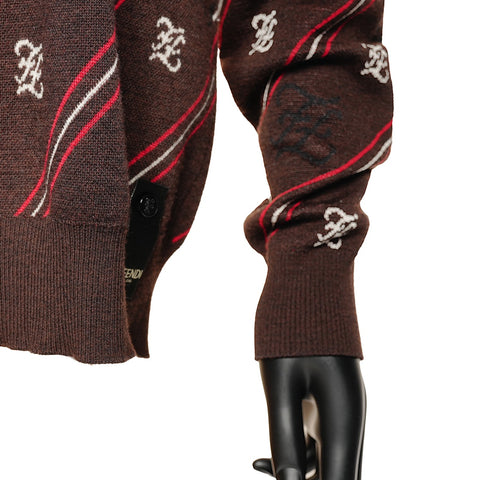 FENDI Wool FF Jacquard FZY033 48 knit Brown WS25884