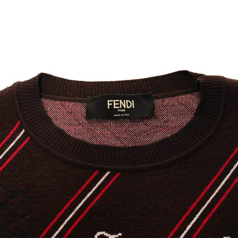 FENDI Wool FF Jacquard FZY033 48 knit Brown WS25884