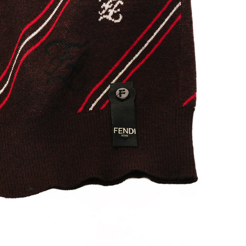 FENDI Wool FF Jacquard FZY033 48 knit Brown WS25884
