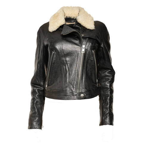 BURBERRY Lambskin Mouton Rider's Blouson 42 Jacket black WS25885