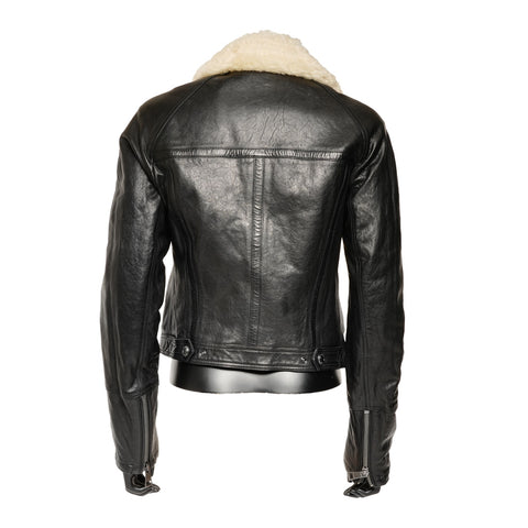 BURBERRY Lambskin Mouton Rider's Blouson 42 Jacket black WS25885