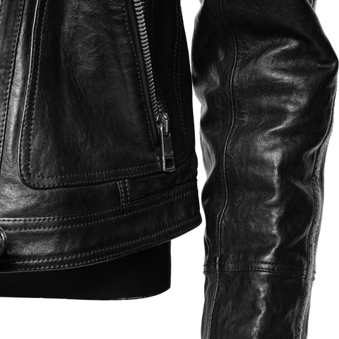 BURBERRY Lambskin Mouton Rider's Blouson 42 Jacket black WS25885