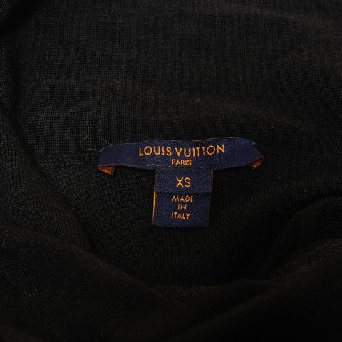 LOUIS VUITTON Wool cashmere and silk sequin monogram knit long sleeves XS one piece black WS25886