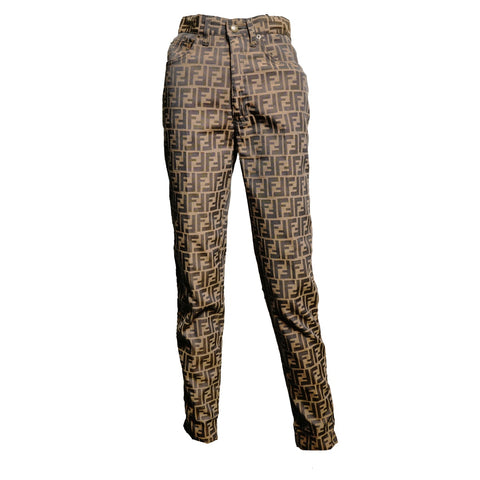FENDI Zucca Pattern Polyester 27 inch 41 Pants Brown WS25890