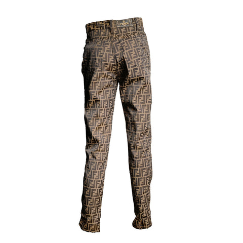 FENDI Zucca Pattern Polyester 27 inch 41 Pants Brown WS25890