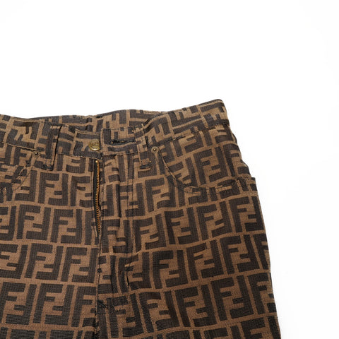 FENDI Zucca Pattern Polyester 27 inch 41 Pants Brown WS25890