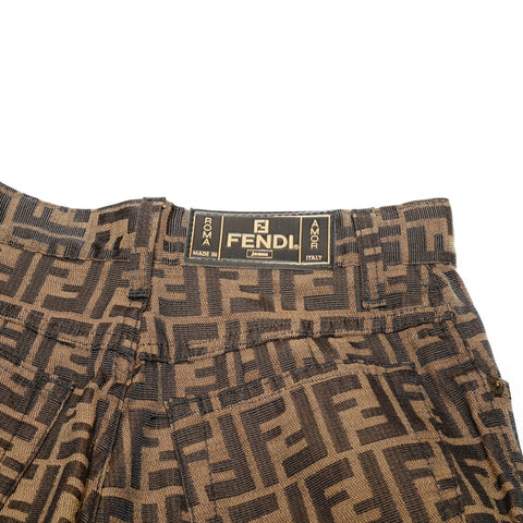 FENDI Zucca Pattern Polyester 27 inch 41 Pants Brown WS25890