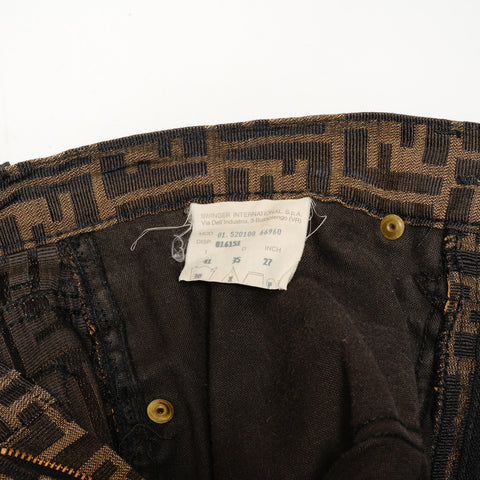FENDI Zucca Pattern Polyester 27 inch 41 Pants Brown WS25890
