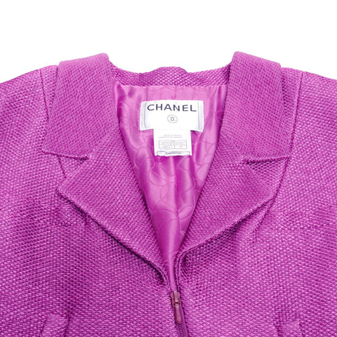 CHANEL 01P 2001 Tweed Zip-Up Cotton x Rayon 38 Jacket pink WS25892