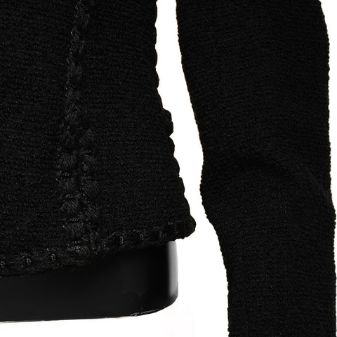 CHANEL 36 93A 1993 Tweed COCO Mark Button Wool Jacket black WS25893