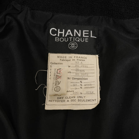 CHANEL 36 93A 1993 Tweed COCO Mark Button Wool Jacket black WS25893