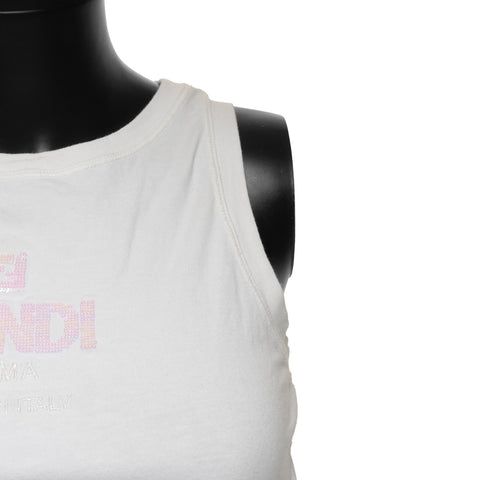 FENDI Cropped Kids' Sleeveless T-Shirt, Size 12, Logo Tank top white WS25894