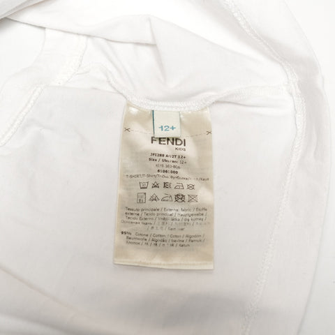 FENDI Cropped Kids' Sleeveless T-Shirt, Size 12, Logo Tank top white WS25894