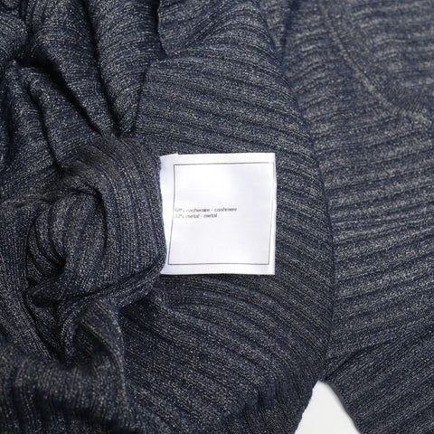 CHANEL COCO Mark 38 Rib Knit Cashmere Lamé Short Sleeve Shirt P37482 knit Navy WS25896