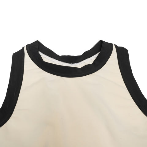 CHANEL 1996 Cropped COCO Mark Embroidery Shirt, Size 38, Ivory Tank top Ivory WS25897